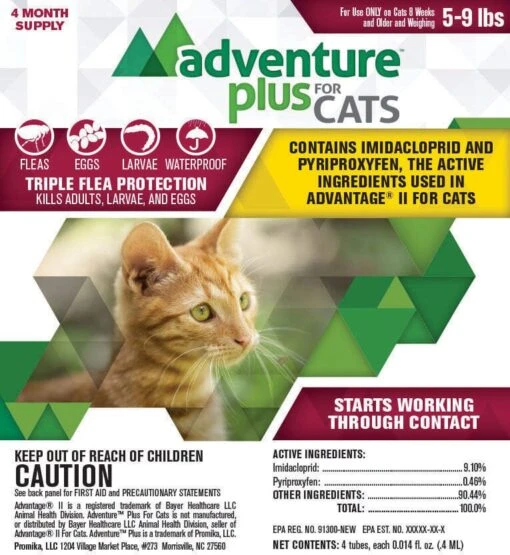 Adventure Plus Topical Flea And Tick For Cats - 5 - 9 Lbs - 4 Pack -Weruva Shop adventure plus topical flea and tick for cats 5 9 lbs 4 pack 760219