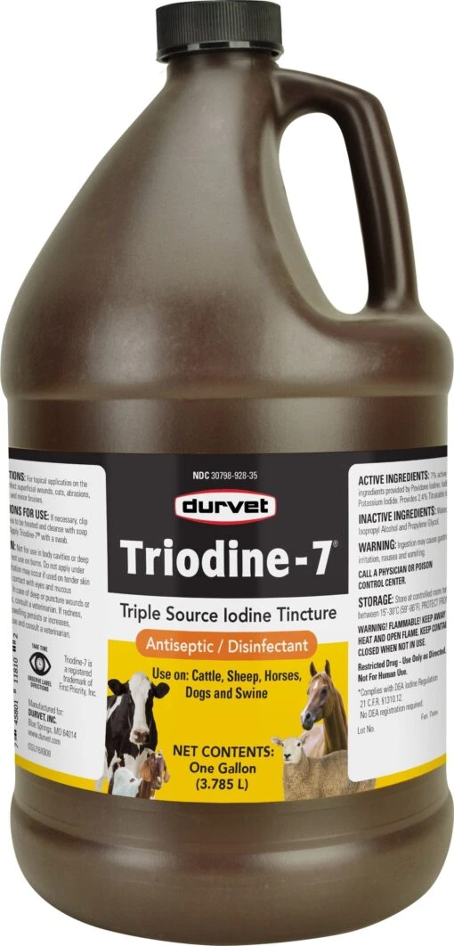 Durvet Triodine-7 Iodine Antiseptic Disinfectant Veterinary Supplies Sprays/Daubers - 1 Gal -Weruva Shop durvet triodine 7 iodine antiseptic disinfectant veterinary supplies spraysdaubers 1 gal 518018 scaled