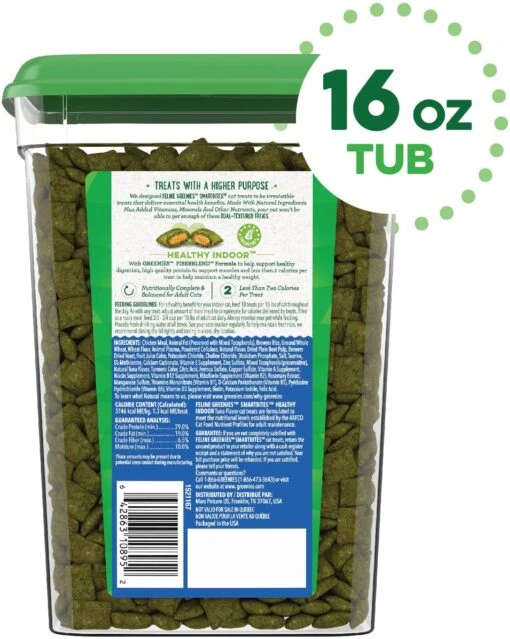 Greenies Feline SmartBites Indoor Healthy Tuna Dental Cat Treats - 16 Oz -Weruva Shop greenies feline smartbites hairball control tuna dental cat treats 16 oz 649977