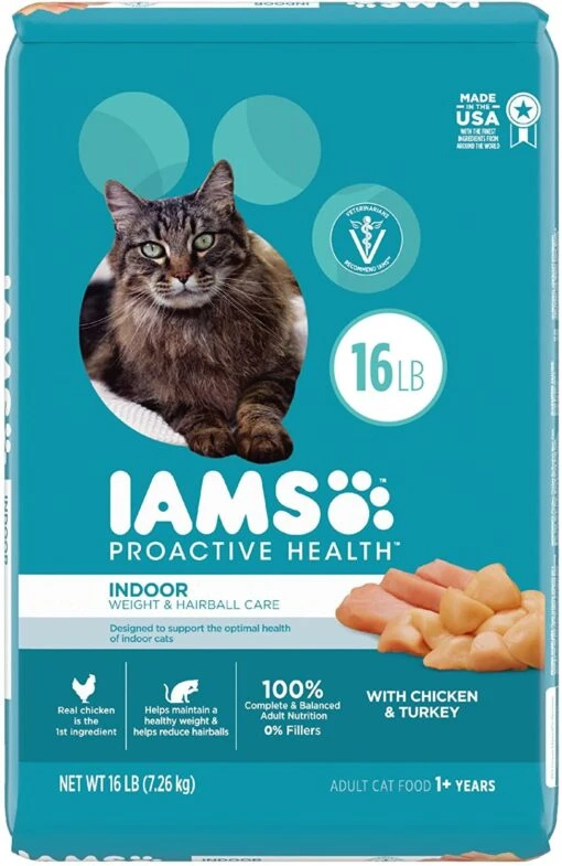 Iams ProActive Health Indoor Weight Hairball Dry Cat Food - 16 Lb Bag -Weruva Shop iams proactive health indoor weight hairball dry cat food 16 lb bag 237458