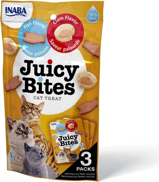 Inaba Juicy Bites Cat Treats - Fish And Clam - .4 Oz - 3 Pack - 6 Pack -Weruva Shop inaba juicy bites cat treats fish and clam 4 oz 3 pack 6 pack 523709