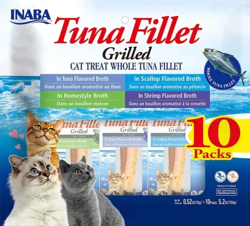 Inaba Tuna Fillet Grilled Variety Pack Cat Treats - Assorted - .52 Oz - 10 Pack -Weruva Shop inaba tuna fillet grilled variety pack cat treats assorted 52 oz 10 pack 925863