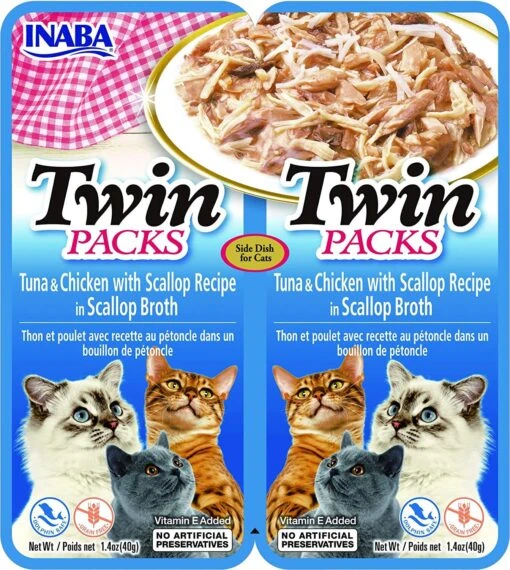 Inaba Twin Packs In Flavored Broth Cat Treats - Tuna Chicken And Scallop - 1.4 Oz - 2 Pack - 6 Pack -Weruva Shop inaba twin packs in flavored broth cat treats tuna chicken and scallop 14 oz 2 pack 6 pack 620981