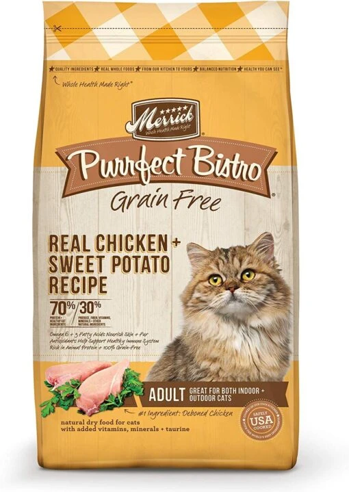 Merrick Purrfect Bistro Grain-Free Healthy Adult Chicken Recipe Dry Cat Food - 12 Lb Bag -Weruva Shop merrick purrfect bistro grain free healthy adult chicken recipe dry cat food 12 lb bag 980185