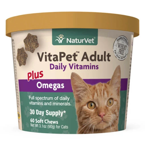 Naturvet VitaPet Adult Plus Omegas Cat Chewy Supplements - 60 Ct Cup -Weruva Shop naturvet vitapet adult plus omegas cat chewy supplements 60 ct cup 997526