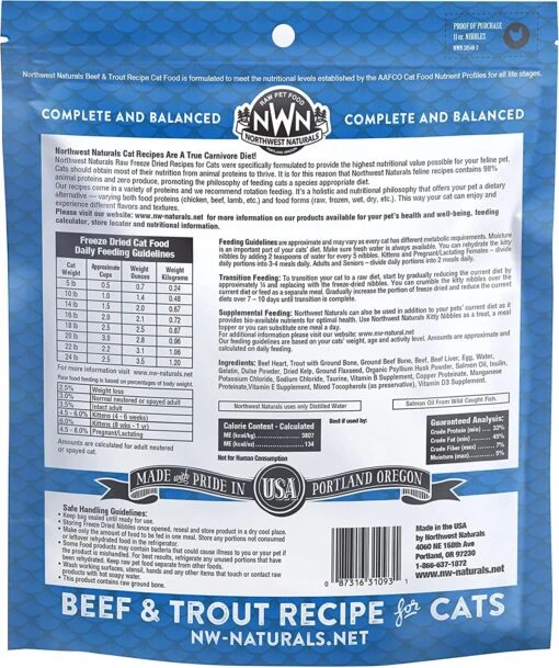 Northwest Naturals Beef & Trout Cat Recipe Freeze-Dried Cat Treats - 11 Oz Bag -Weruva Shop northwest naturals beef trout cat recipe freeze dried cat treats 11 oz bag 373278