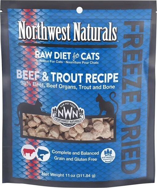 Northwest Naturals Beef & Trout Cat Recipe Freeze-Dried Cat Treats - 11 Oz Bag -Weruva Shop northwest naturals beef trout cat recipe freeze dried cat treats 11 oz bag 496744