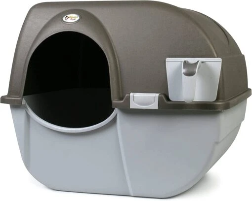 Omega Paw Omega Paw Self-Cleaning Cat Litter Box - Brown/Taupe - Medium -Weruva Shop omega paw omega paw self cleaning cat litter box browntaupe medium 621529