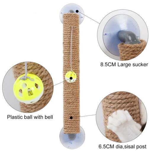 Pet Life ® 'Stick N' Claw' Sisal Rope And Toy Suction Cup Stick Shaped Cat Scratcher -Weruva Shop pet life r stick n claw sisal rope and toy suction cup stick shaped cat scratcher 129045