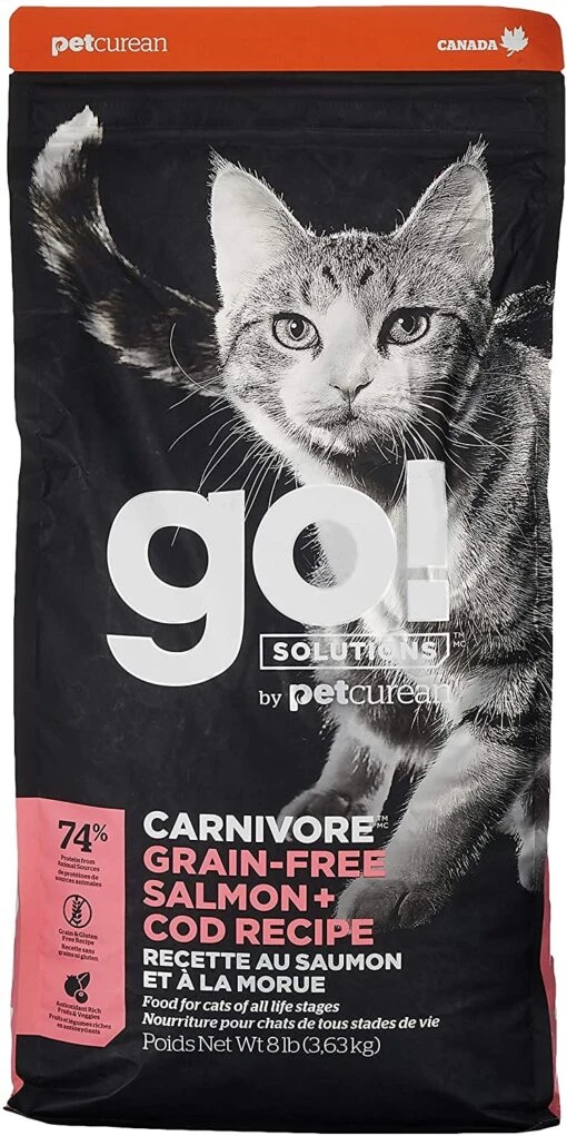 Petcurean GO! Carnivore Grain-Free Salmon & Cod Cat Dry Cat Food - 8 Lb Bag -Weruva Shop petcurean go carnivore grain free salmon cod cat dry cat food 8 lb bag 968742