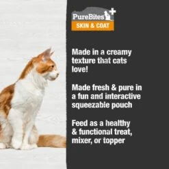 Purebites Skin & Coat Squeezable Pouch Cat Food Toppings - 2.5 Oz Pouches - Case Of 15 -Weruva Shop purebites skin coat squeezable pouch cat food toppings 25 oz pouches case of 15 280861