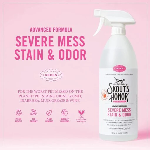 Skout's Honor Stain & Odor Severe Mess Advanced Formula Cat Stain And Odor Remover - 35 Oz Bottle -Weruva Shop skouts honor stain odor severe mess advanced formula cat stain and odor remover 35 oz bottle 574053