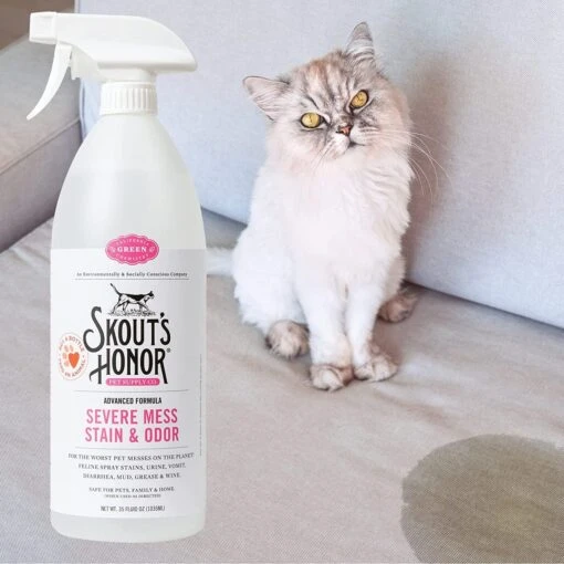 Skout's Honor Stain & Odor Severe Mess Advanced Formula Cat Stain And Odor Remover - 35 Oz Bottle -Weruva Shop skouts honor stain odor severe mess advanced formula cat stain and odor remover 35 oz bottle 610312