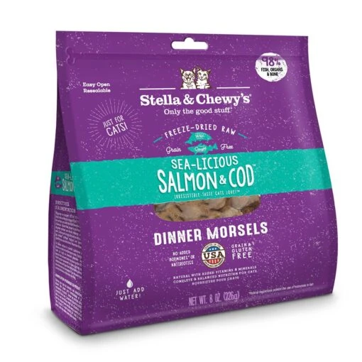 Stella & Chewy's Dinner Sea Salmon Cod Freeze-Dried Cat Food - 8 Oz -Weruva Shop stella chewys dinner sea salmon cod freeze dried cat food 8 oz 212727