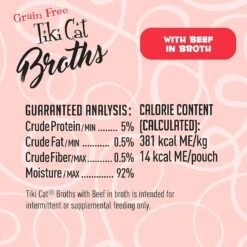 Tiki Cat Beef Broth Cat Food Toppers - 1.3 Oz Pouch - Pack Of 12 -Weruva Shop tiki cat beef broth cat food toppers 13 oz pouch pack of 12 272671