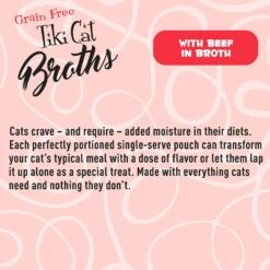 Tiki Cat Beef Broth Cat Food Toppers - 1.3 Oz Pouch - Pack Of 12 -Weruva Shop tiki cat beef broth cat food toppers 13 oz pouch pack of 12 586636