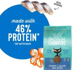 Tiki Cat Born Carnivore Non-GMO Herring & Salmon Non Kibble Dry Cat Food - 2.8 Lb Bag -Weruva Shop tiki cat born carnivore non gmo herring salmon non kibble dry cat food 28 lb bag 358504