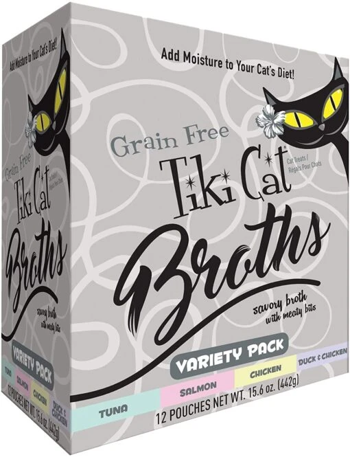 Tiki Cat Broth Variety Pack Cat Food Toppers - 1.3 Oz Pouch - Pack Of 12 -Weruva Shop tiki cat broth variety pack cat food toppers 13 oz pouch pack of 12 286772