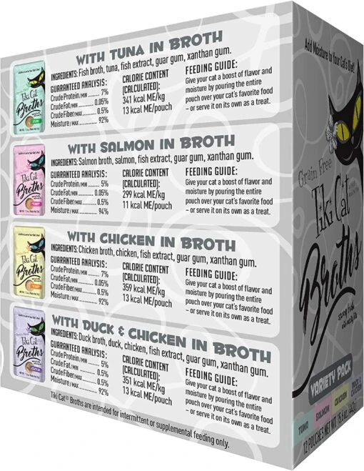 Tiki Cat Broth Variety Pack Cat Food Toppers - 1.3 Oz Pouch - Pack Of 12 -Weruva Shop tiki cat broth variety pack cat food toppers 13 oz pouch pack of 12 381393