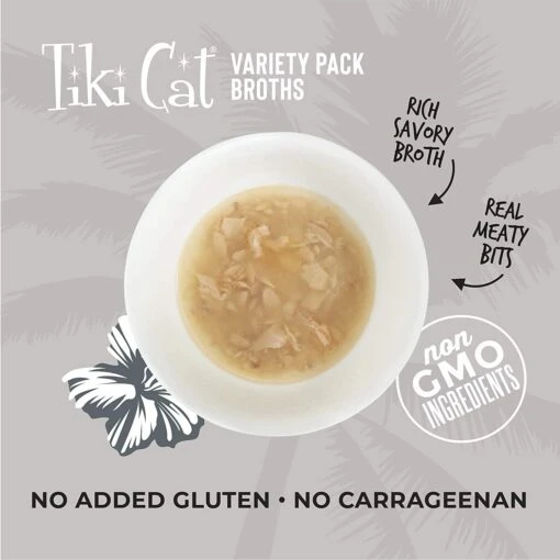 Tiki Cat Broth Variety Pack Cat Food Toppers - 1.3 Oz Pouch - Pack Of 12 -Weruva Shop tiki cat broth variety pack cat food toppers 13 oz pouch pack of 12 422209