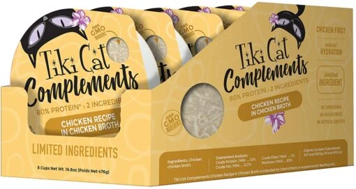 Tiki Cat Complements Chicken Cat Food Toppers And Crunchers - 2.1 Oz Cups - Case Of 8 -Weruva Shop tiki cat complements chicken cat food toppers and crunchers 21 oz cups case of 8 991493