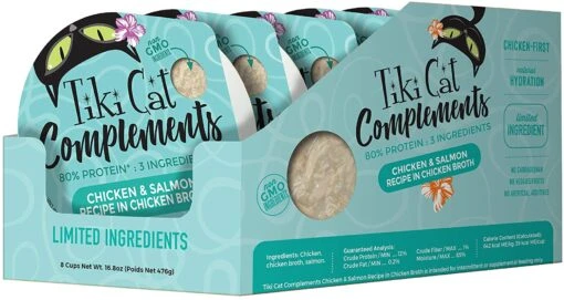 Tiki Cat Complements Chicken & Salmon Cat Food Toppers And Crunchers - 2.1 Oz Cups - Case Of 8 -Weruva Shop tiki cat complements chicken salmon cat food toppers and crunchers 21 oz cups case of 8 914531