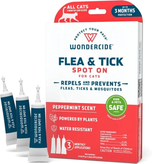 Wondercide Flea & Tick Spot On Spray For Cats - Peppermint -Weruva Shop wondercide flea tick spot on spray for cats peppermint 802119