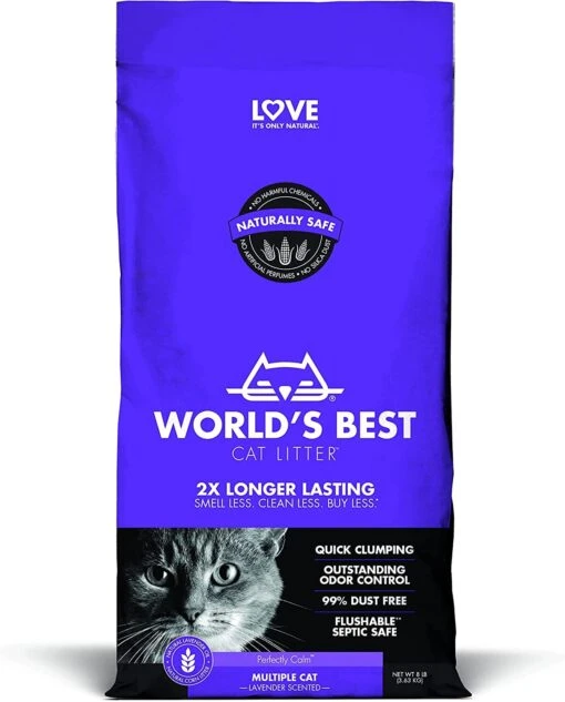 World's Best Cat Litter Multiple-Cat Lavender Scented Clumping Cat Litter - 15 Lbs - Case Of 3 -Weruva Shop worlds best cat litter multiple cat lavender scented clumping cat litter 15 lbs case of 3 793499